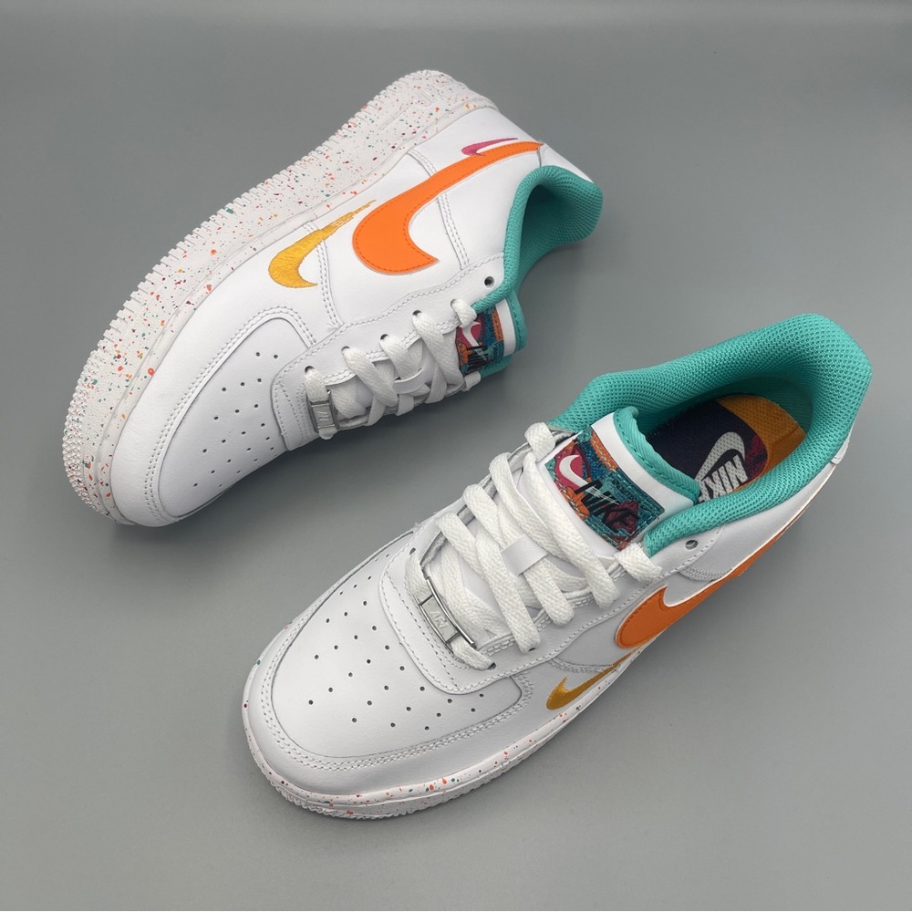 Nike Air Force 1 LV8 GS Big Girl 7Y Casual Shoes White/Safety Orange \Women #8.5 - Picture 6 of 16